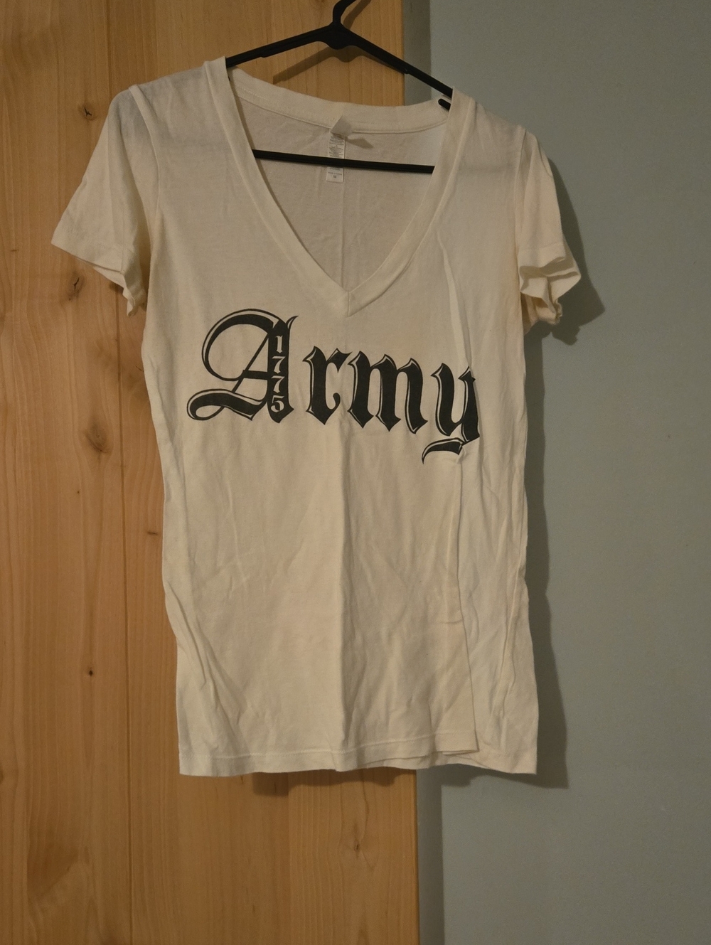 Next Level Apparel Cream V‑Neck 'Army' Graphic Tee